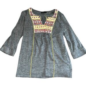 THML embroidered 3/4 quarter sleeve blouse